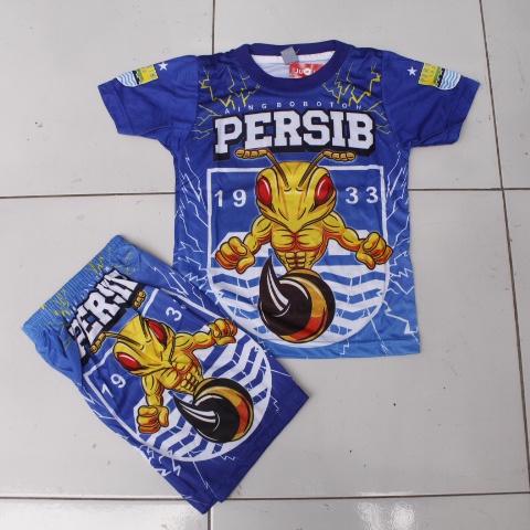 setelan baju bola anak persib suporter/ baju kaos bola anak persib suportetr printing