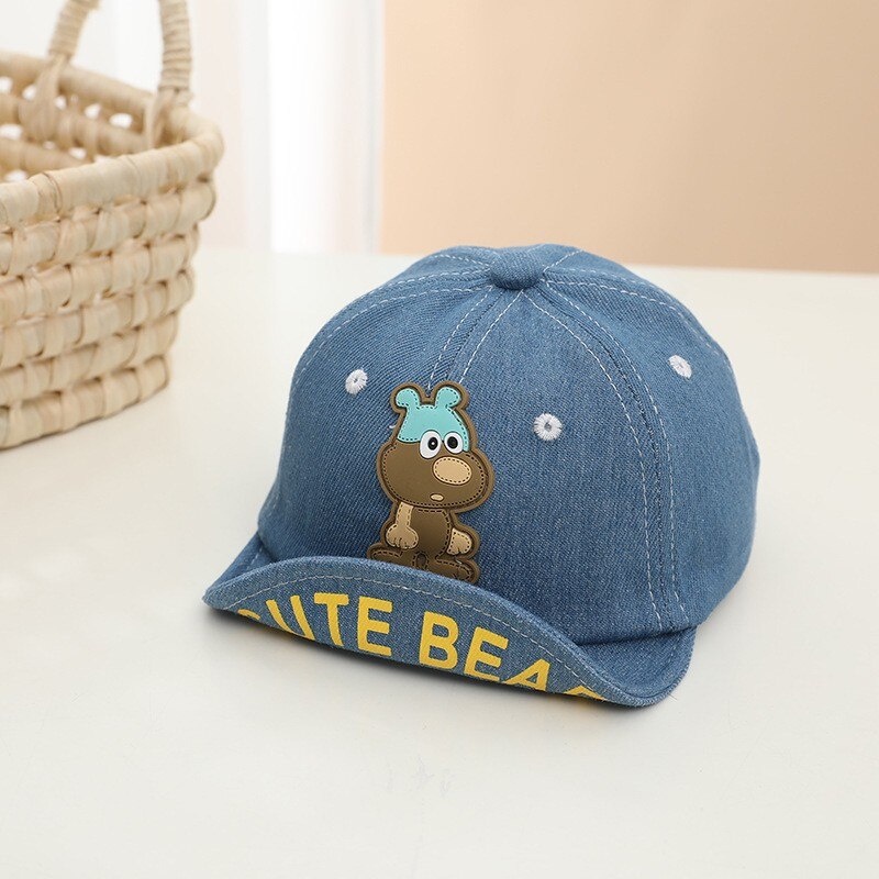 COD- Topi anak laki laki impor korea motif BEAR DENIM / Topi keren anak laki laki usia 1-3 tahun / topi keren anak laki laki premium lucu