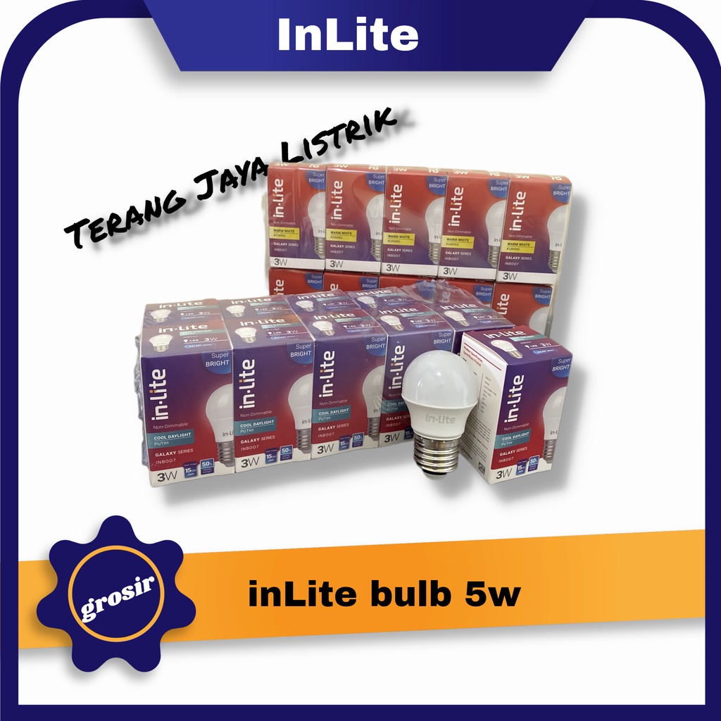 Inlite Lampu Led Bulb 5 watt 5w Putih Kuning INB007