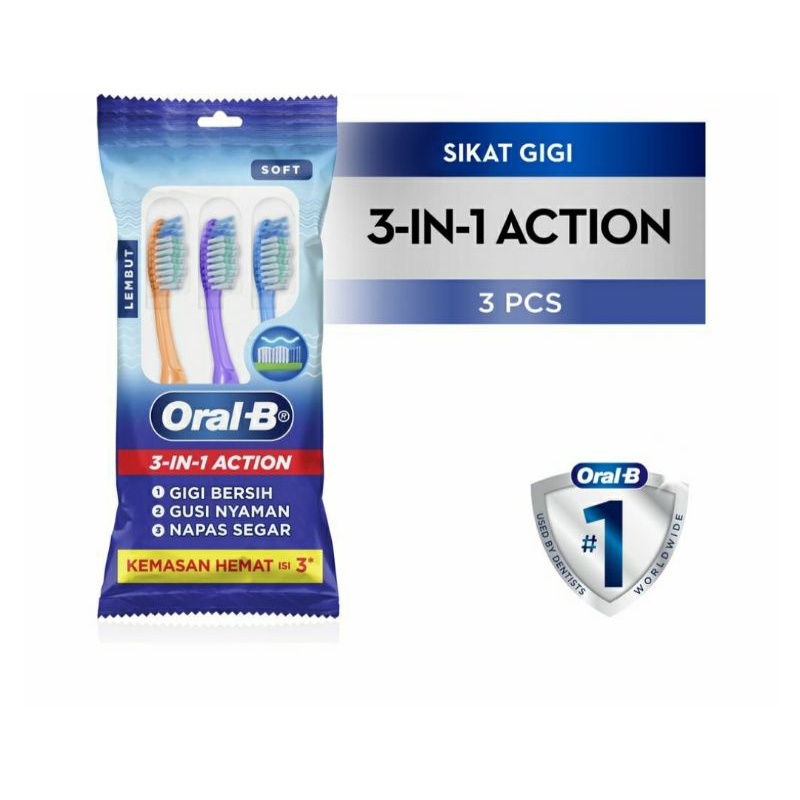 Oral B Sikat Gigi 3 In 1 Action 3'S Soft