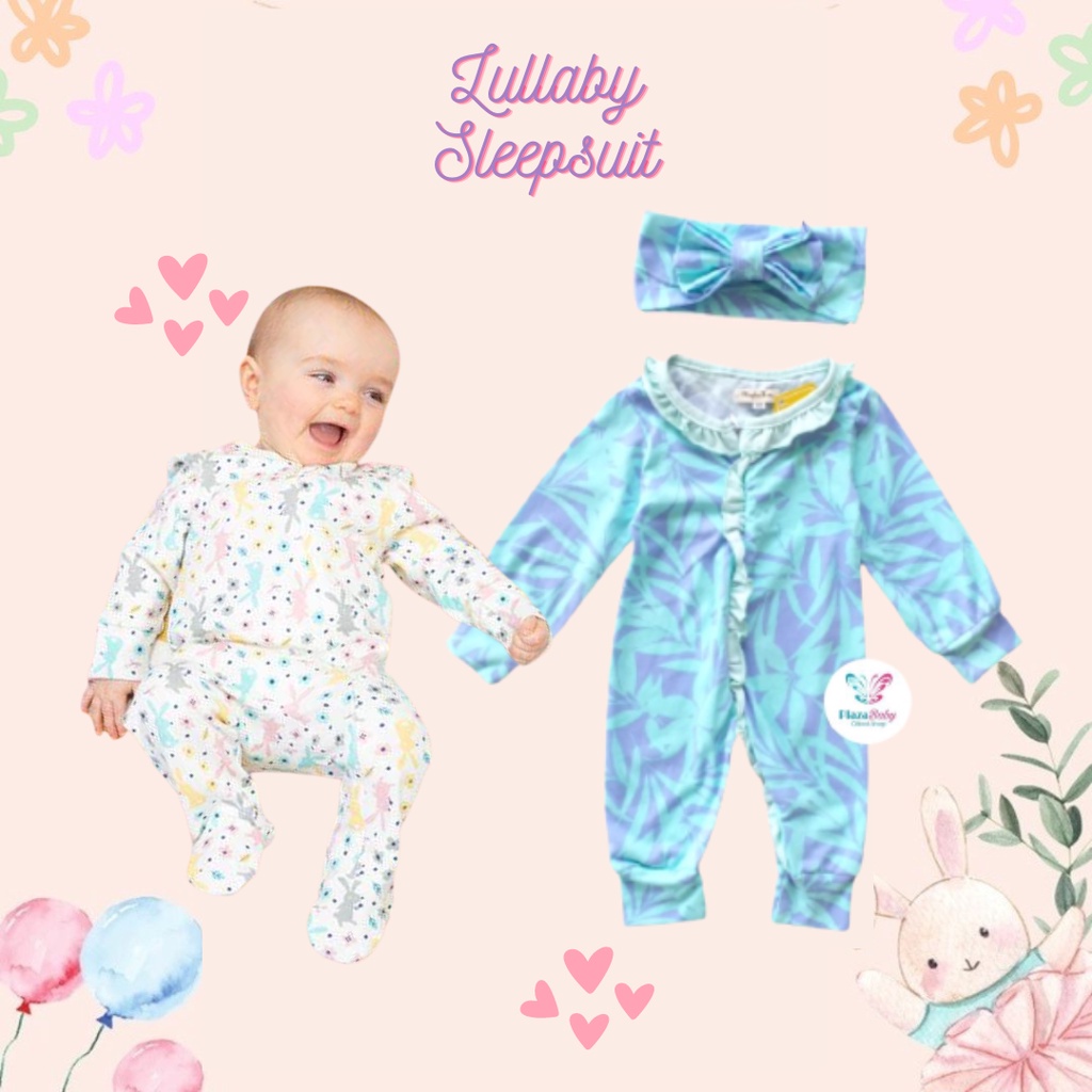 Plazababyku MX LULLABY jumpsuit bayi motif bunga yang lucu + free headband