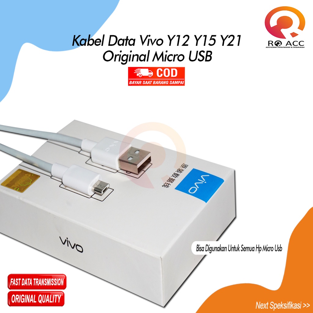 [RO ACC] KABEL DATA VIVO Y12 Y15 Y21 ORIGINAL MICRO USB [ LOGO VIVO DI USB ]