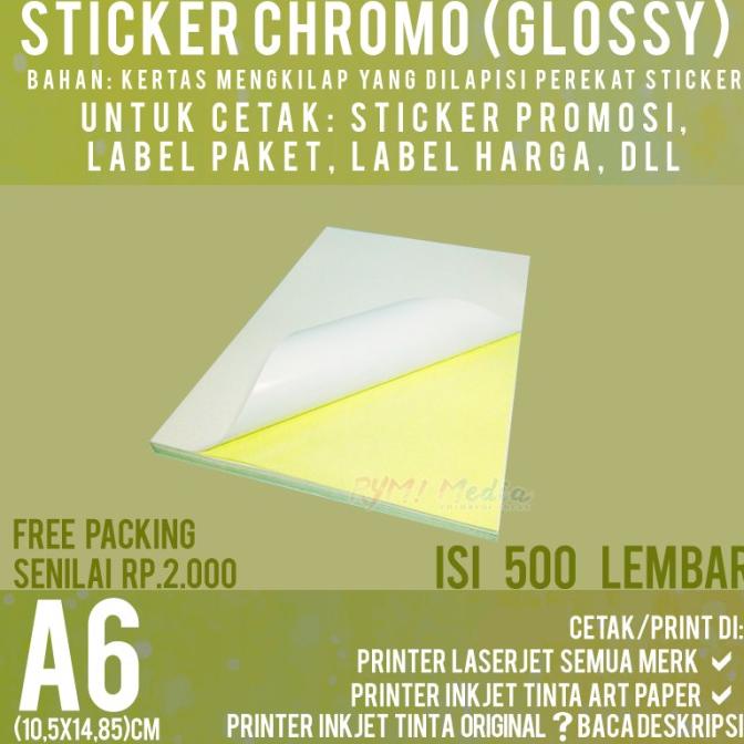 

PROMO 500 lembar Stiker Chromo A6 / Kertas Sticker A6 Glossy Mengkilap