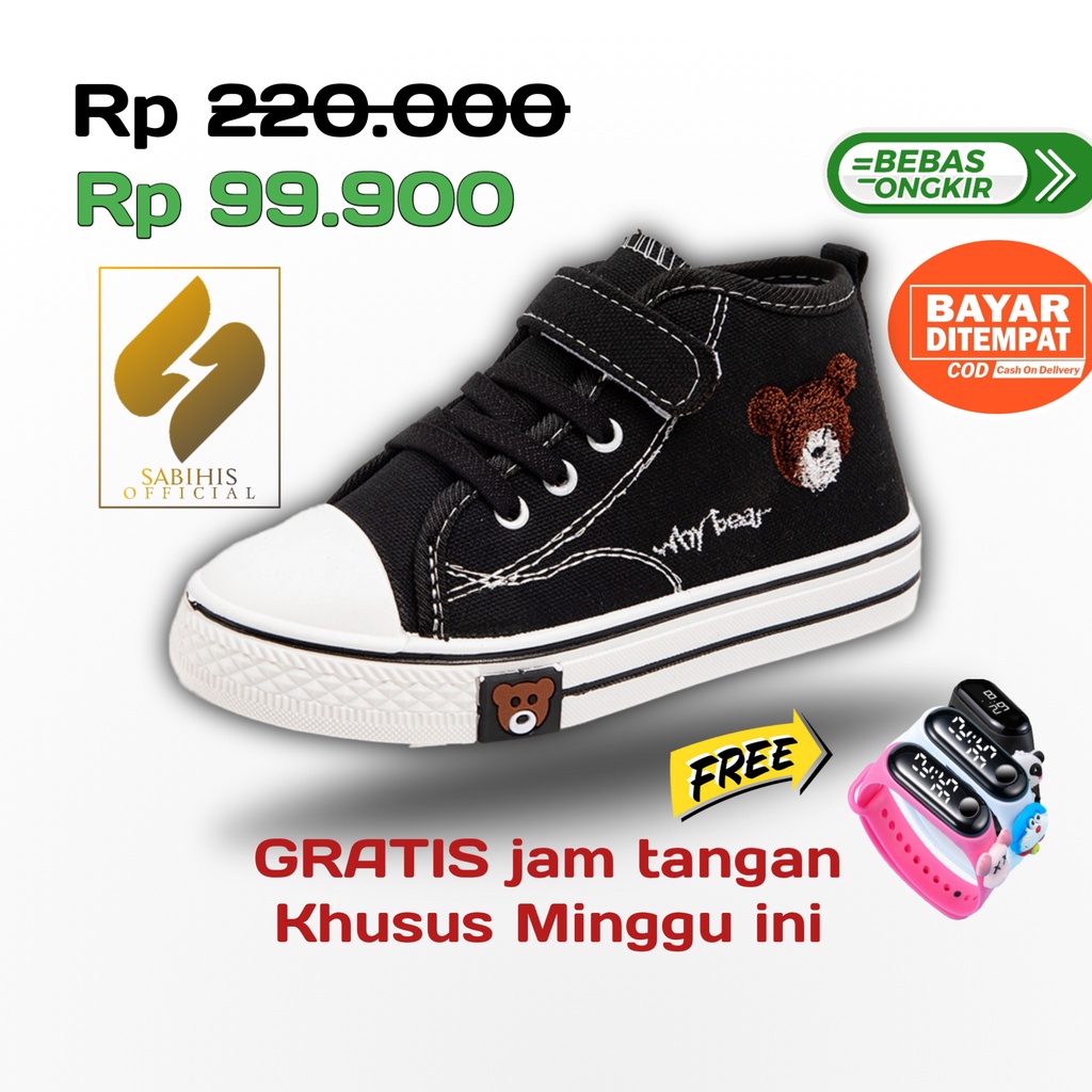 sepatu spatu sneaker anak sekolah tk sd warna hitam / sepatu flat sekolah anak perempuan laki laki t