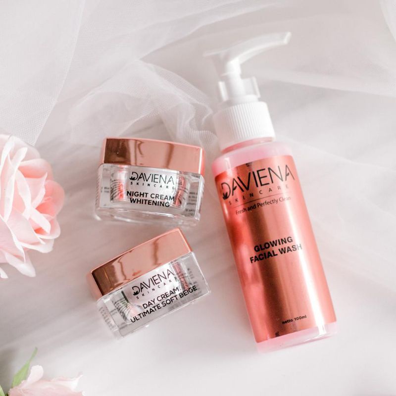 Daviena Skincare Paket Glowing Series |Whitening Series Davina |Perawatan Wajah Glowing |Kosmetik Kecantikan