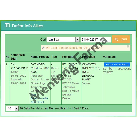 Kondom Okamoto 003 Aloe 2 Pcs - Dengan Aloe Vera Essence