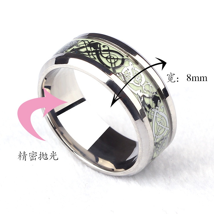 Cincin Bahan Stainless Steel Motif Naga Untuk Pria