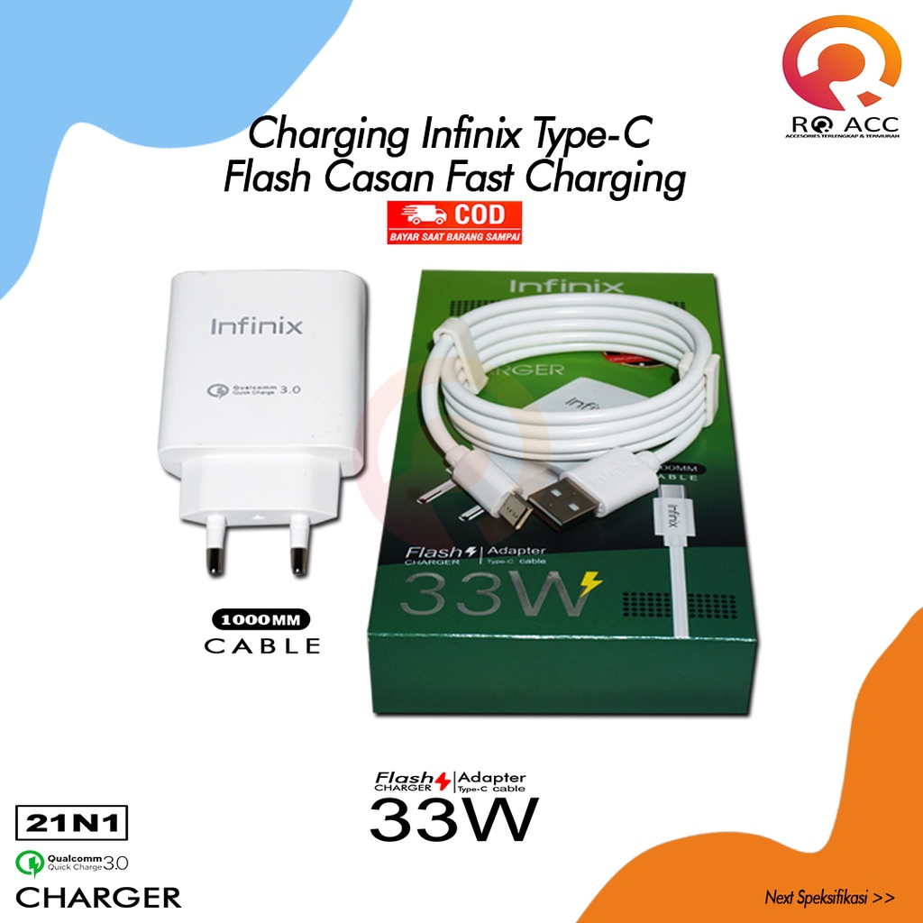 [RO ACC] 33W CHARGER INFINIX TYPE C FLASH CASAN FAST CHARGING