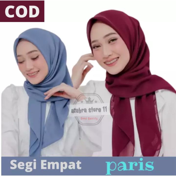 Jilbab Segi Empat Paris Polos Tepi Jahit HIjab Polos