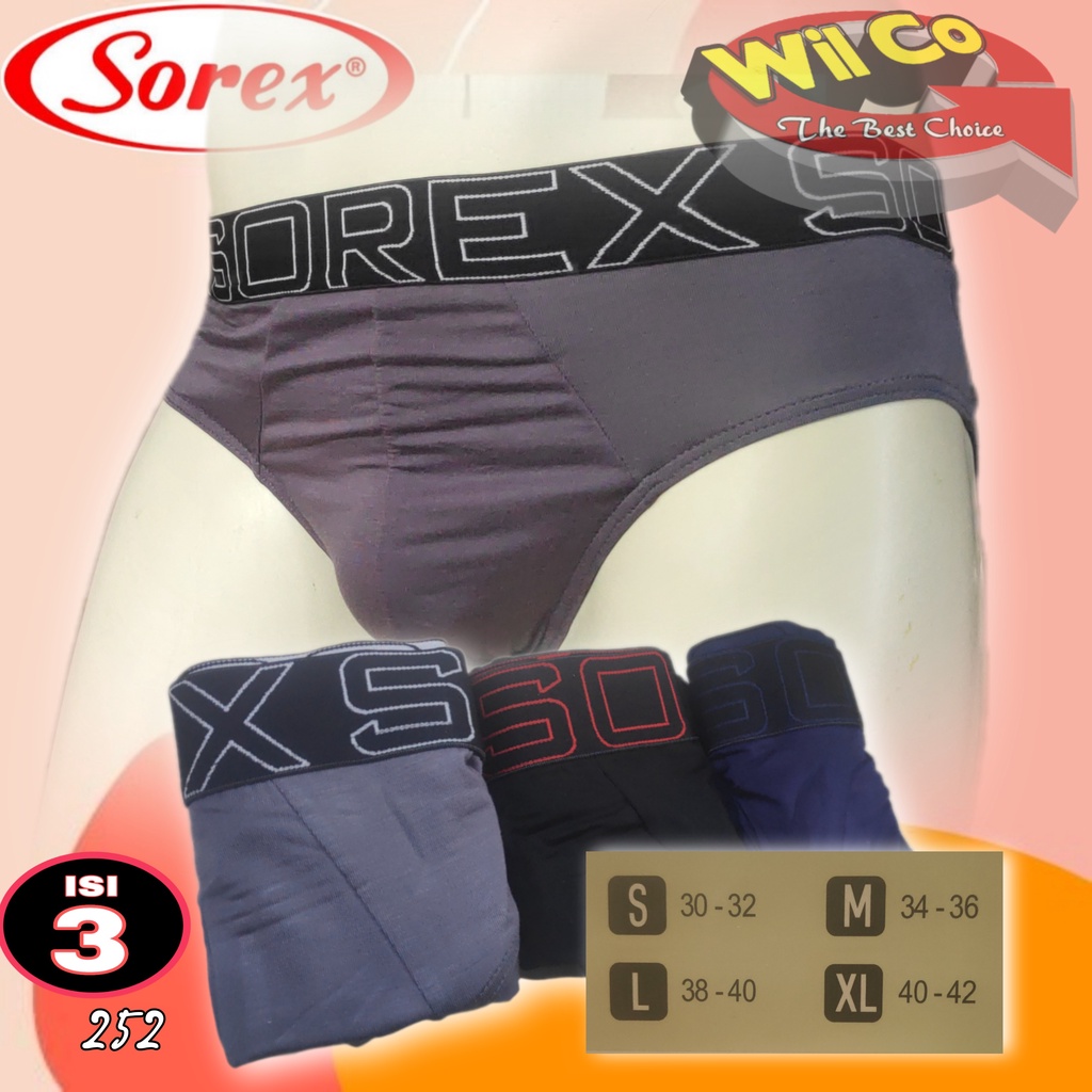 K252T - (HARGA PER 3 Pcs) CELANA DALAM SEGITIGA PRIA PRIA SOREX SIZE S - XL