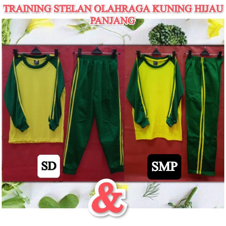 Training Stelan Olahraga Kuning Hijau SD dan SMP Panjang