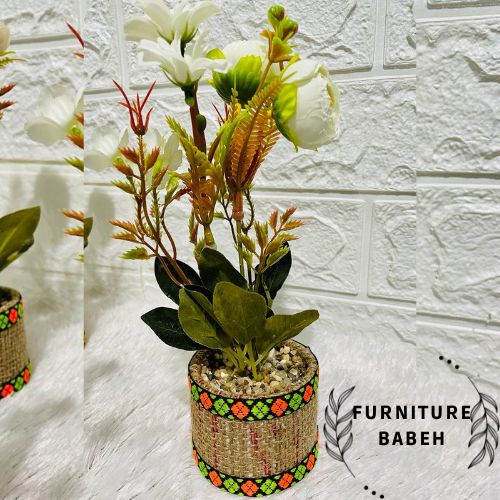 FURNITURE HIASAN BUNGA MAWAR KUNCUP DAISY BUNGA PENGANTIN PLASTIK ARTIFICIAL SET POT HIASAN SERBAGUNA