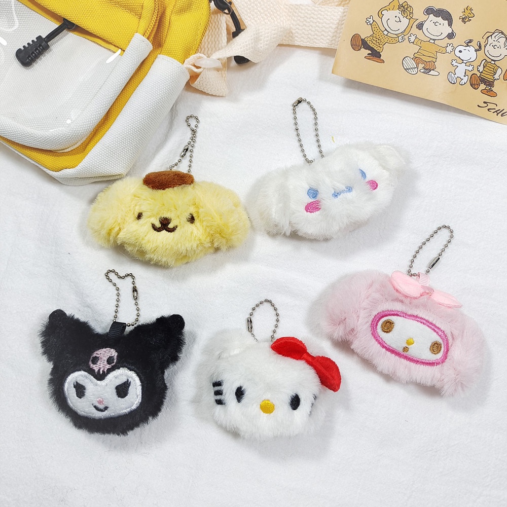 Gantungan Kunci Boneka Plush Kartun Sanrio Hello Kitty Kuromi Melody Pom Pom Purin Pochacco Untuk Hadiah