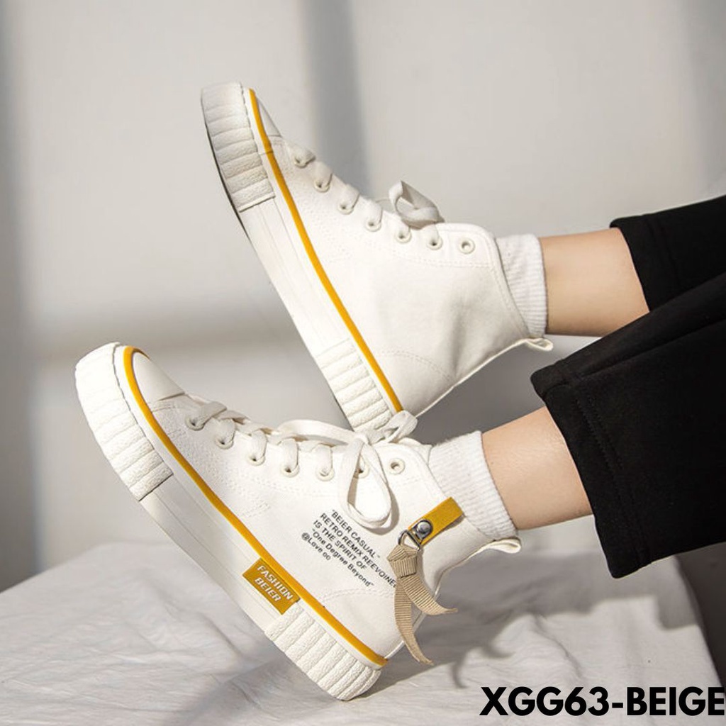 SEPATU SNEAKERS WANITA HIGHCUT STYLE WARNA BASIC MANTEP BAHAN CANVAS BERKUALITAS IMPORT GG63