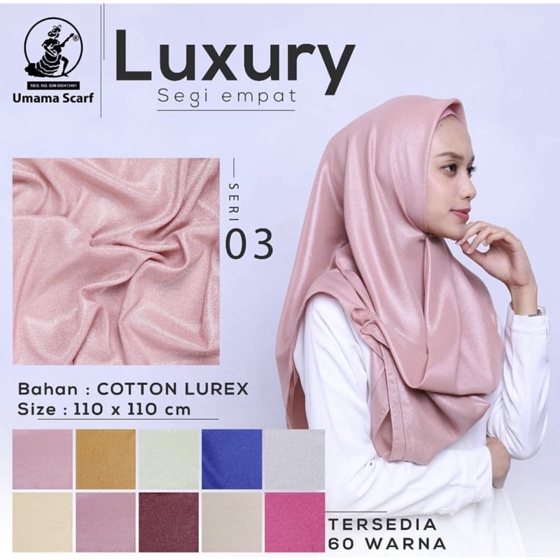 (TEPI JAHIT) LUXURY/SINAR SEGIEMPAT HIJAB GLAMOUR ORIGINAL UMAMA SCARF LOGO PLATBESI