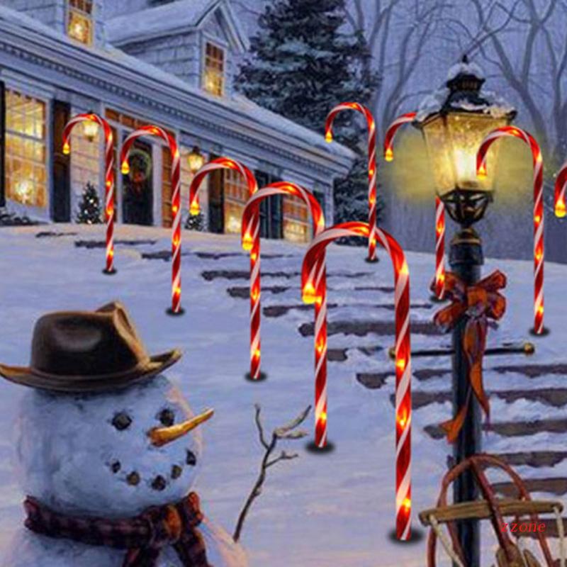 Zzz Lampu String Led Tenaga Surya Bentuk Permen Tongkat Untuk Dekorasi Natal