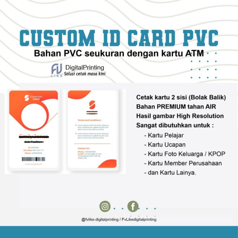 

CETAK K4RTU PVC 2 SISI / CUSTOM 1D C4RD PVC