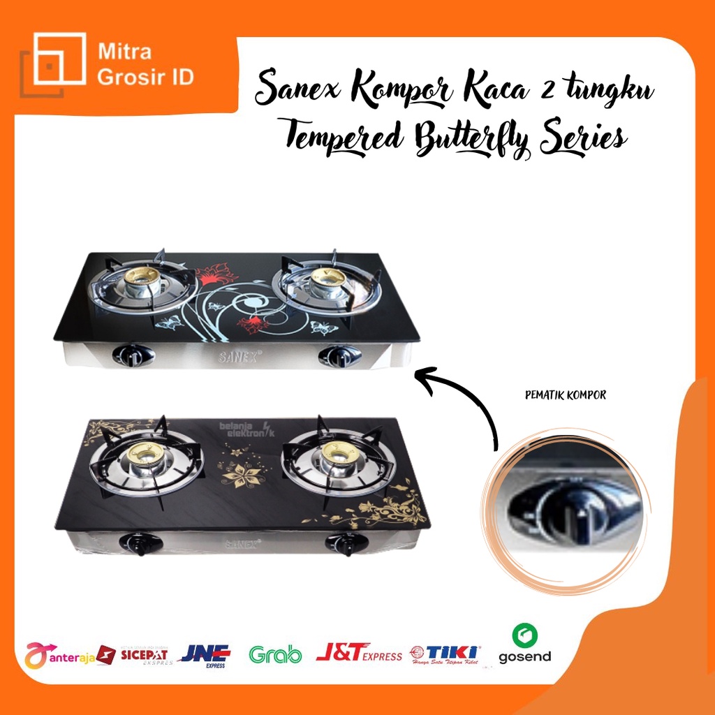 SANEX KOMPOR KACA 2 TUNGKU TEMPERED BUTTERFLY SERIES