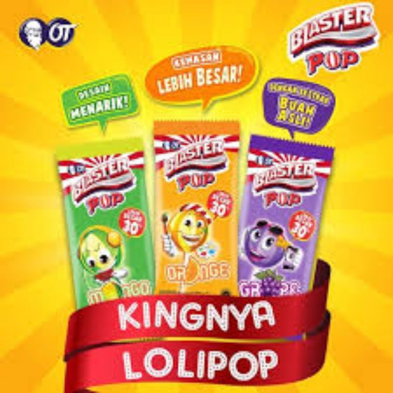 

Permen Blaster Pop Lolipop Grape / Orange / Mango 7g Blaster Pop Blaster Permen Blaster pop OT Blaster OT