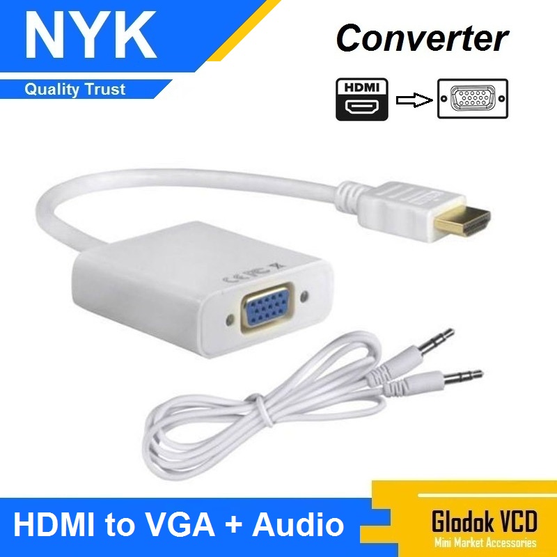 NYK Converter Kabel hdmi to VGA + Audio Aux