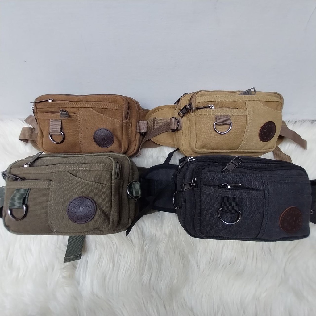 Tas Pinggang dan dada cowok  Laki hp pria Waistbag Cowok Bahan Kanvas Import Murah