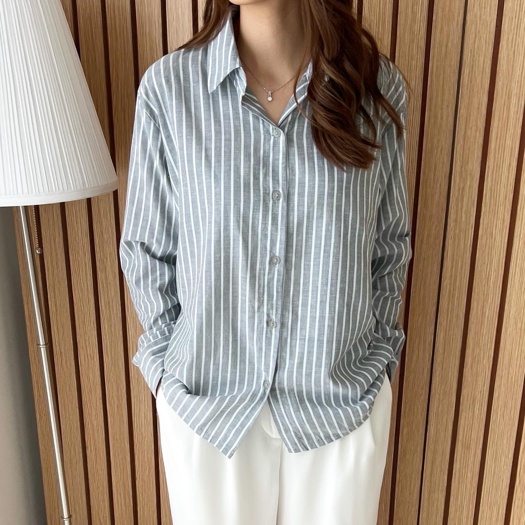 Beige Studio - Won Striped Top / Kemeja Lengan Panjang Wanita