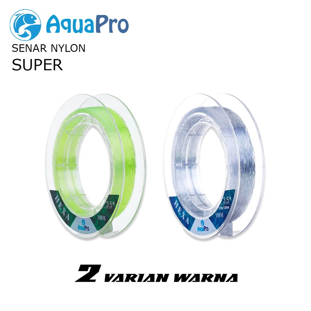 AquaPro Senar Pancing HEXA Nylon 100M Senar Pancing Monofilament Super Line Benang Mancing Sungai Danau Muara Empang Murah