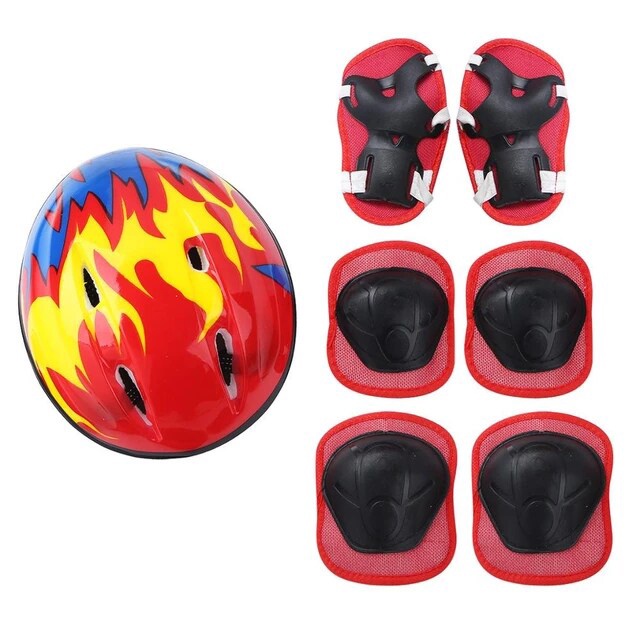 Helm Sepeda Anak Dan Deker Pelindung Lutut Keren Set 2in1