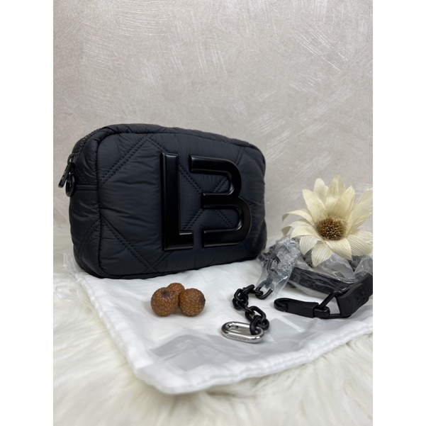 BIMBA Y LOLA S BLACK PADDED NYLON CROSSBODY BAG