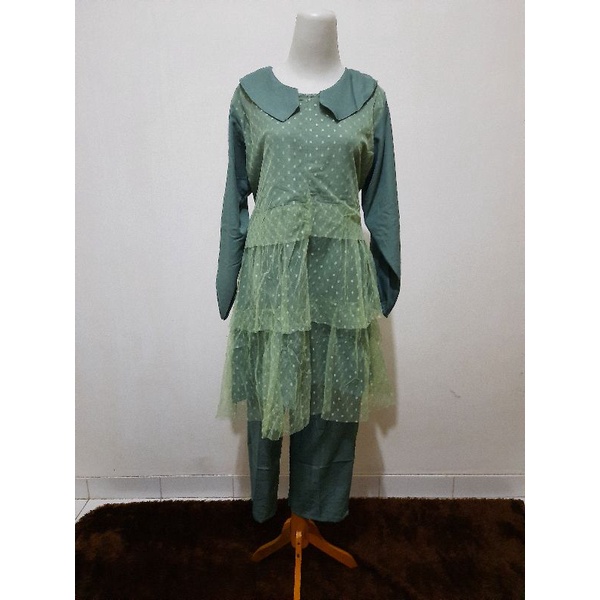 SETELAN CELANA SETCEL PESTA LACE RAJA FASHION