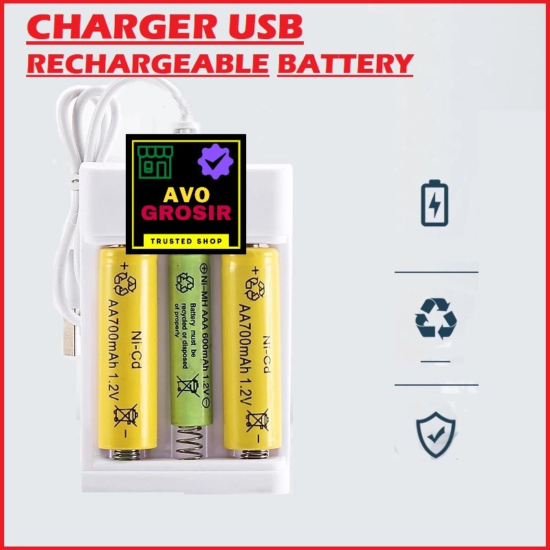 charger baterai AAA dan AA rechargeable battery port usb import murah