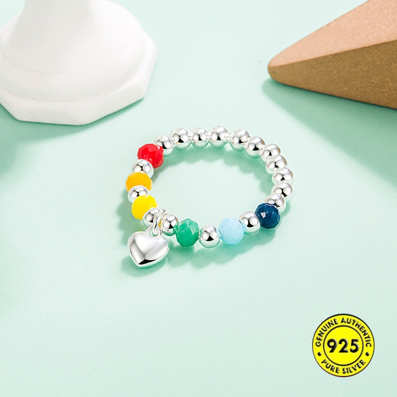 Cincin Desain Smiley Face Warna Pelangi Untuk Wanita U1149
