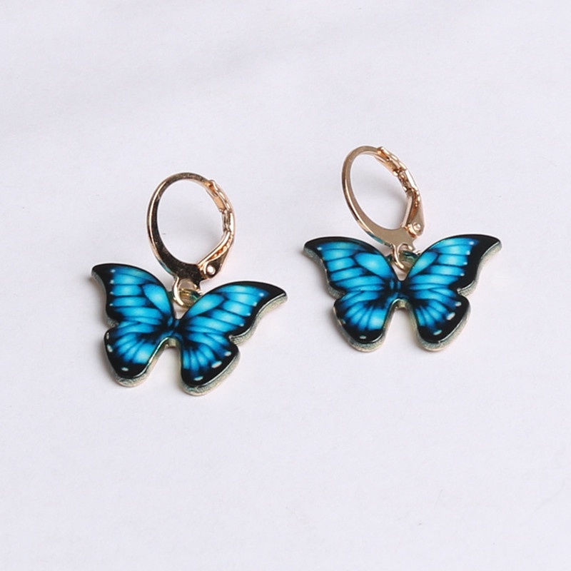 Anting Desain Kupu-Kupu Warna Merah Gaya Jepang Butterfly