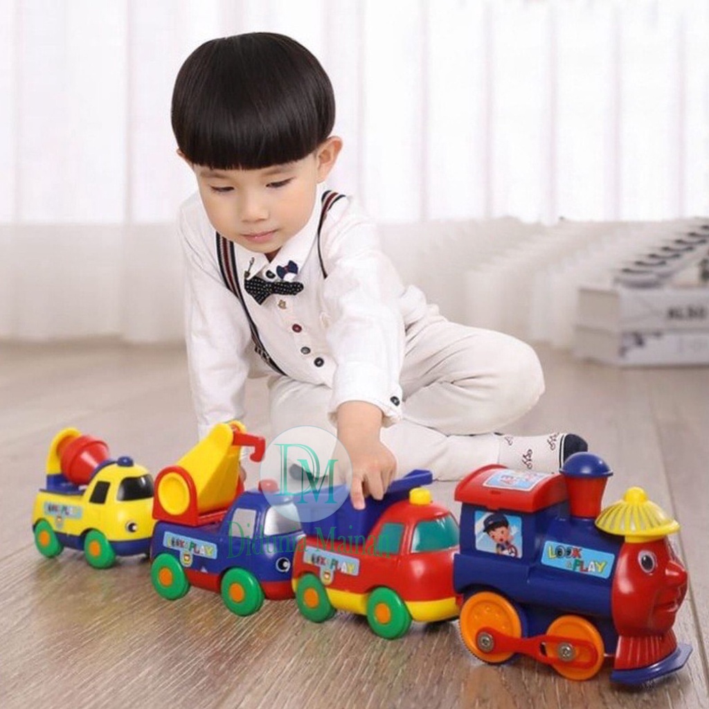 Mainan kereta api magnet mobil konstruksi set play train magnetic