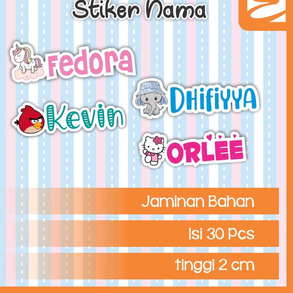 

[PRODUK 09END] Stiker nama bahan vinyl waterproof (Sticker Label) 2cm WT8