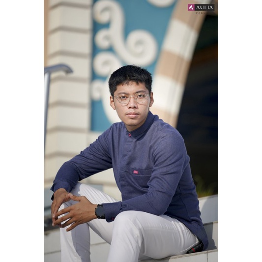 KOKO OEMAR NAVY BY AULIA FASHION ATASAN PRIA DEWASA LENGAN PANJANG WARNA NAVY BIRU LAUT POLOS BAHAN 