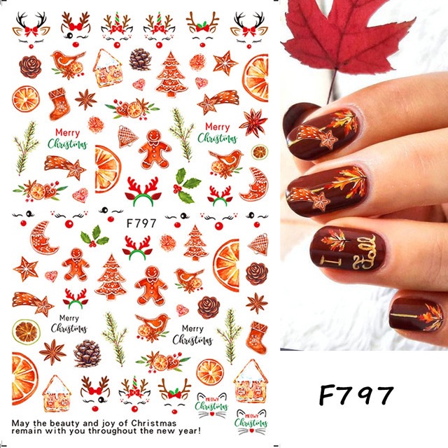 1 Pc Stiker Kuku 3D Motif Natal Untuk Dekorasi Nail Art