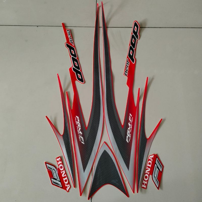 Striping lis stiker standar ori Honda beat pop 2014 merah stiker ori beat pop merah 2014