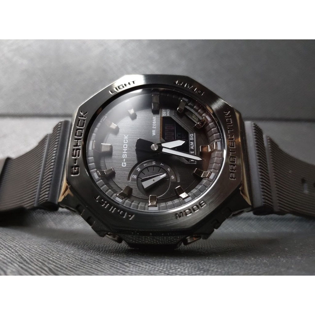 Jam Tangan Casio G-Shock Pria G-Shock Analog Digital Metal Covered GM-2100 Fullblack
