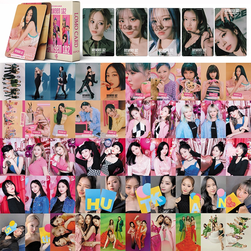55pcs / Kotak Kartu Foto TWICE BETWEEN 1 &amp; 2 Album LOMO