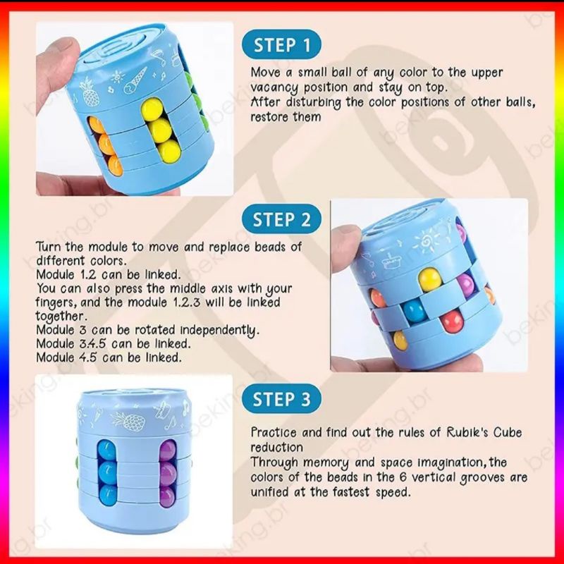 Can Cube Fidget Toys Magic Colorful Beans Finger Spinning Relieves Stress Decompression Tool For Children And Adults