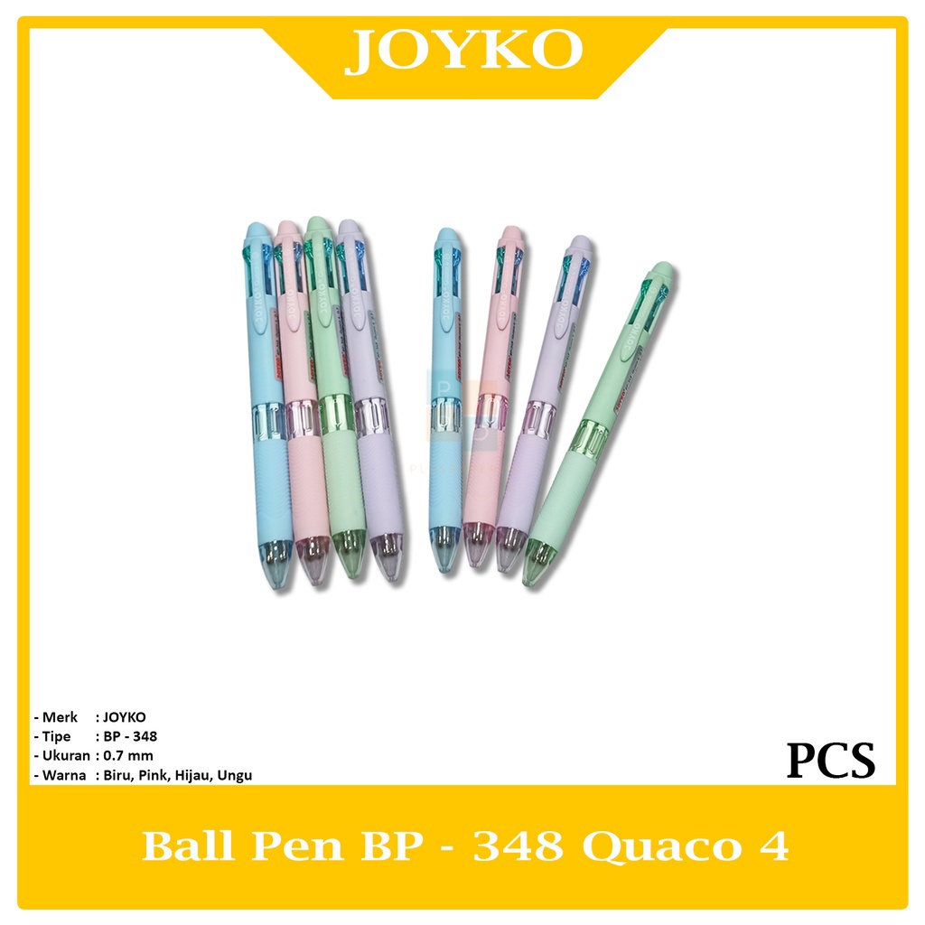 

Joyko Pulpen Pena BP-348 Quaco 4 0.7mm 4 In 1 Ball Pen Dijual Per Pcs