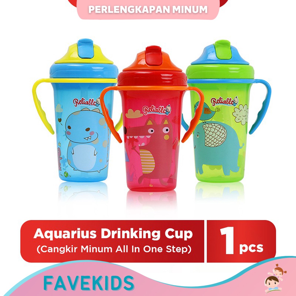 Reliable Drinking Cup Aquarius 300 ml- Cangkir/Botol Sedot Gagang Minum Anak Medium