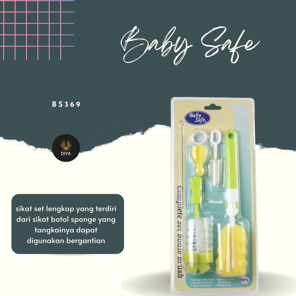 Babysafe COMPLETE SET BRUSH / Set lengkap Pembersih botol BS369