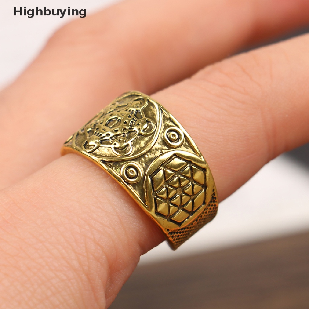 Hbid Cincin Jimat Metatron Adjustable Gaya Vintage Punk Motif Bintang Untuk Perhiasan Pria / Wanita Glory