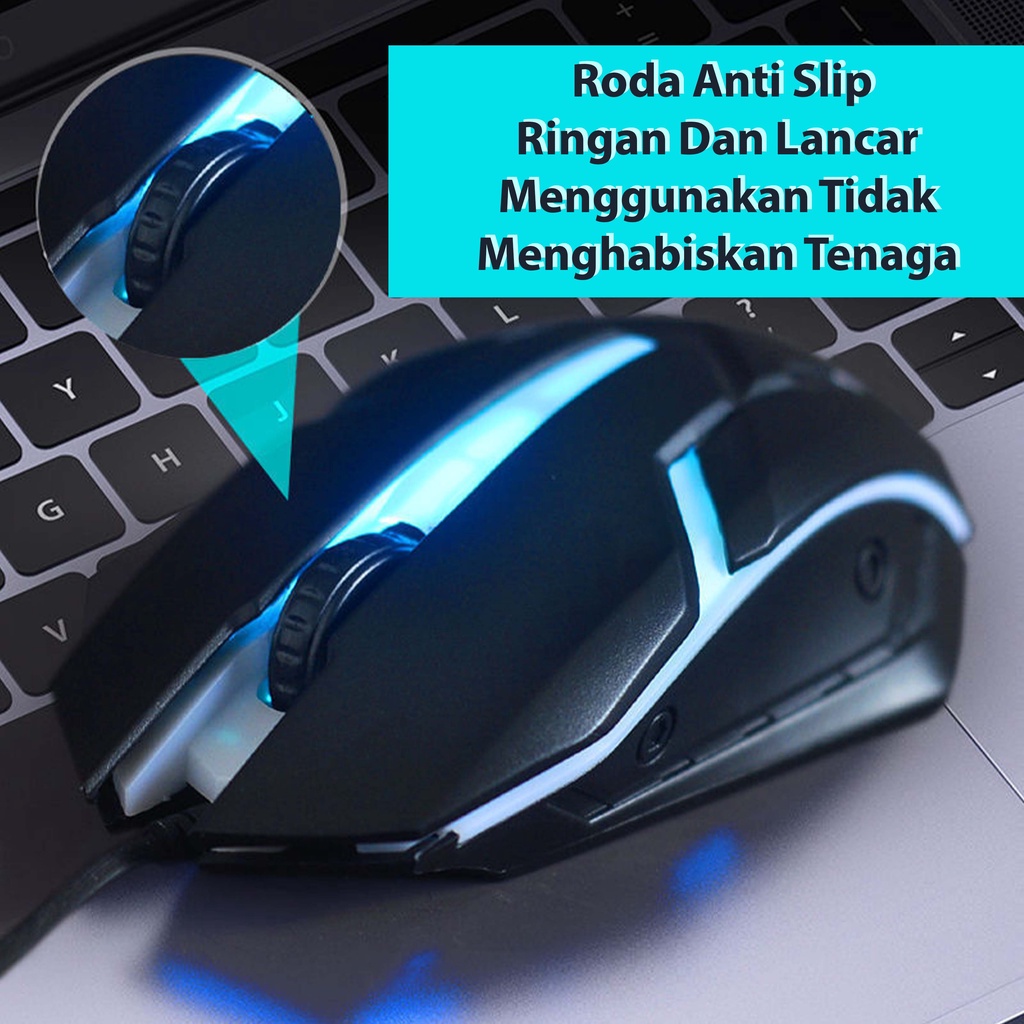 （COD）Mouse Gaming X3 X1  LED RGB Rainbow Kabel Wired Usb mouse- Glowy