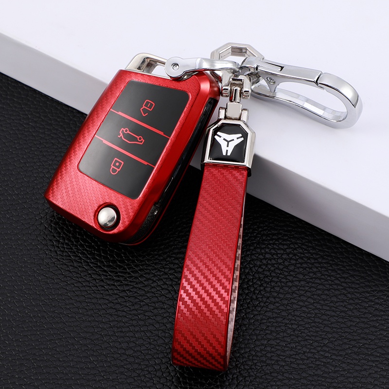 Case Pelindung Kunci Mobil Bahan TPU Carbon Fiber Untuk Volkswagen VW Golf 7 Mk7 Tiguan