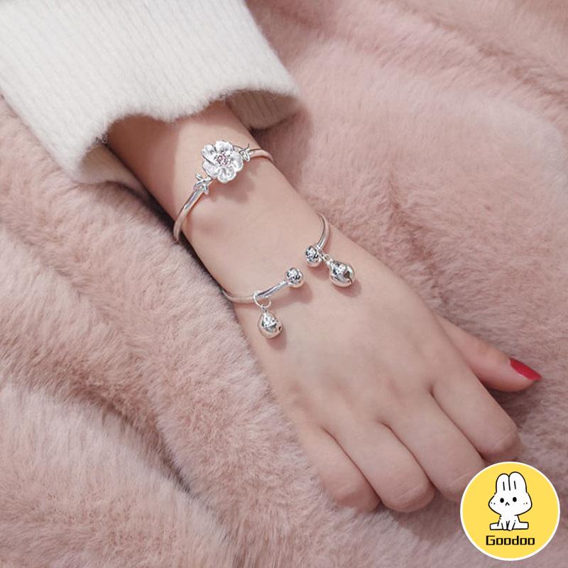 Pelajar Wanita Sederhana Pacar Pasangan Bell Gelang Hadiah Ulang Tahun Bunga Cherry Blossom -Doo
