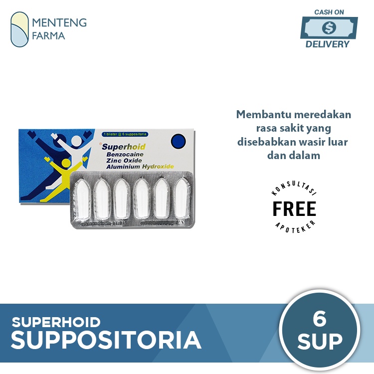 Superhoid Suppositoria Isi 6 - Anti Nyeri Hemoroid, Wasir, Ambeien