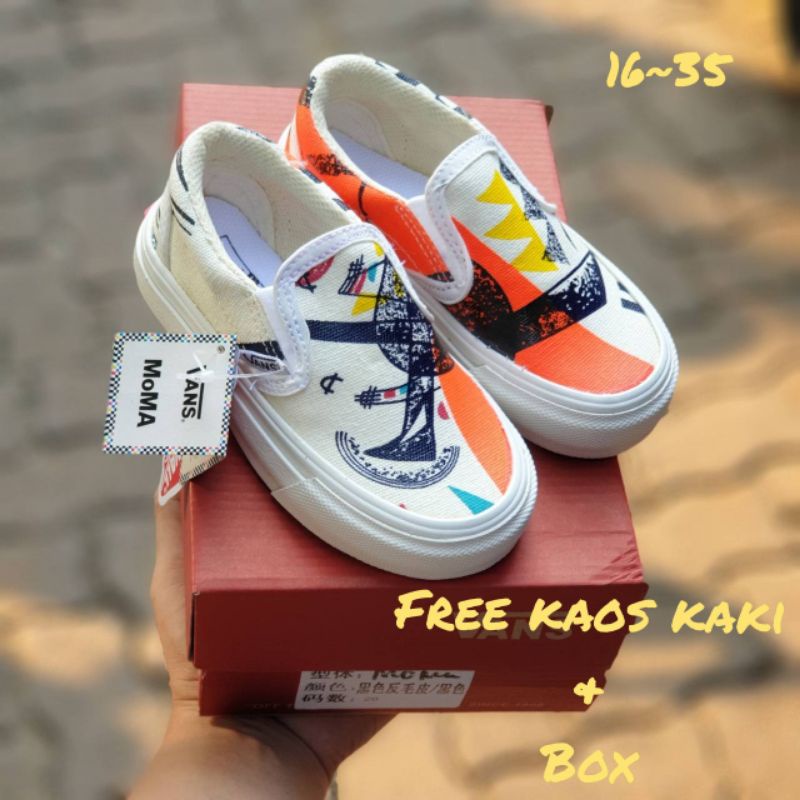 Sepatu anak slip on Vans Moma Laki Laki Perempuan unisex Sepatu Anak Usia 1 - 10 Tahun Grade Ori Premium Quality